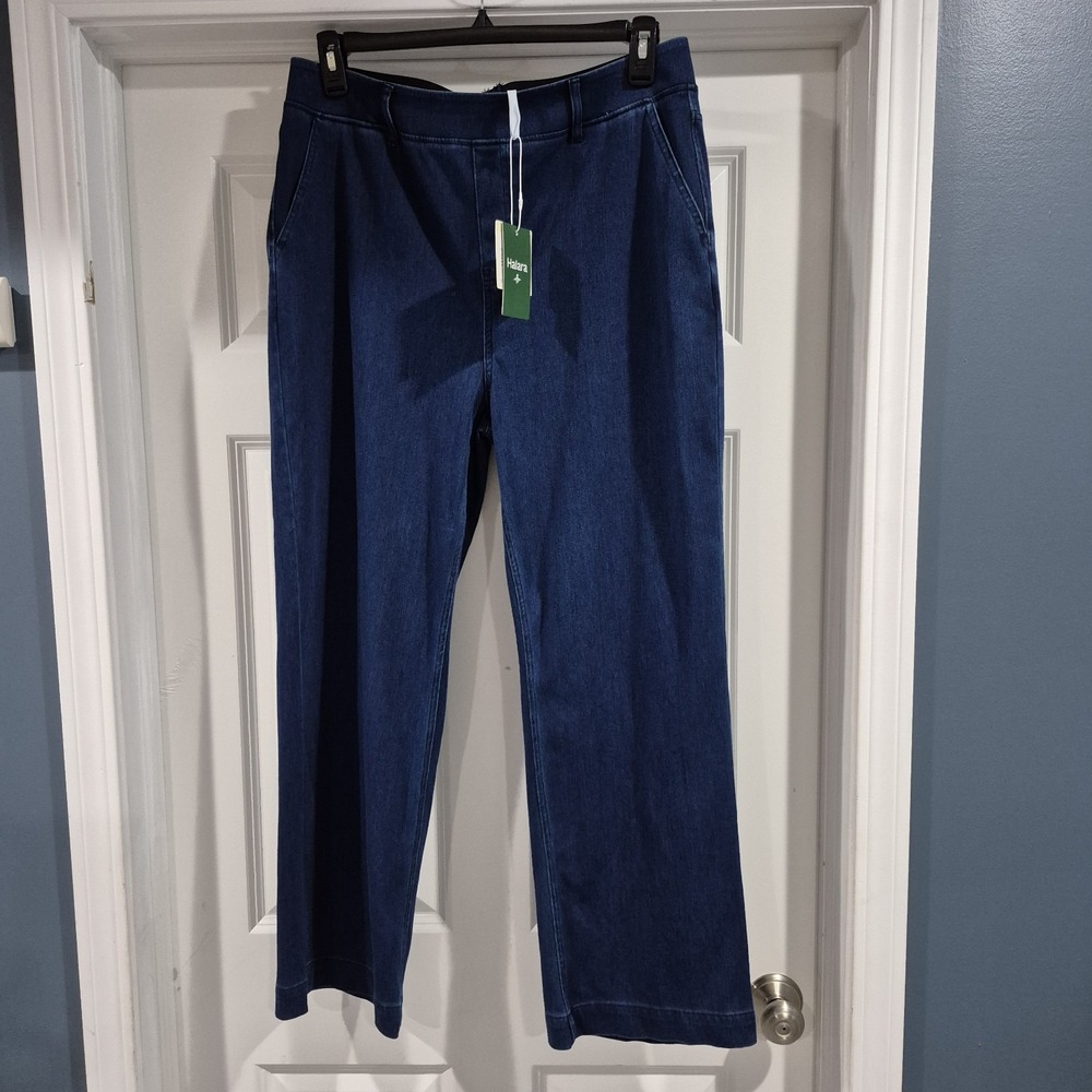 Halara Jeans Womens XL Pull On Wide Leg Trouser Style Flex Denim Work Pants New